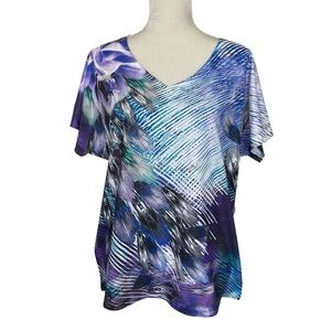 Chico’s Outlaw Amalthea Embellished FeatherFloral Top Women’s Size 2 (US L-12)